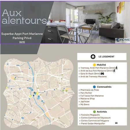 Beautiful Port Marianne Apt, Private Parking, 4 People *